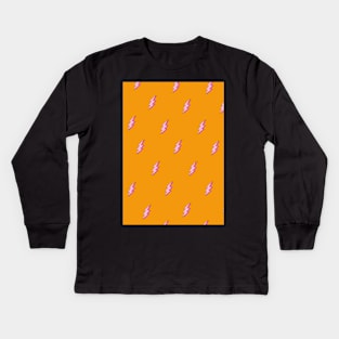 Lightning Bolt Orange Print Kids Long Sleeve T-Shirt